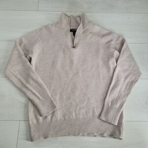 Isaac Mizrahi Cream 1/2 Zip 100% Merino Wool Sweater
